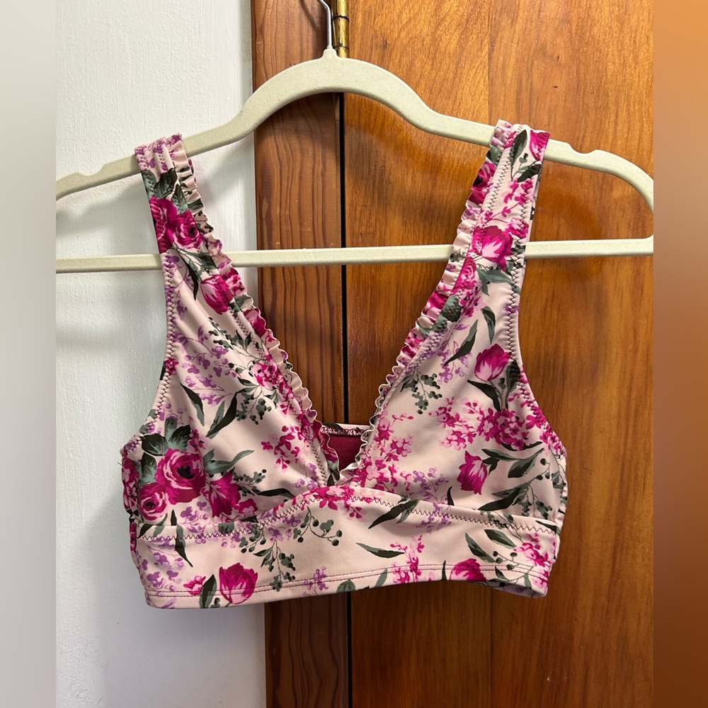 Mossimo Supply Co. Pink Floral Ruffle-Trim Bralette